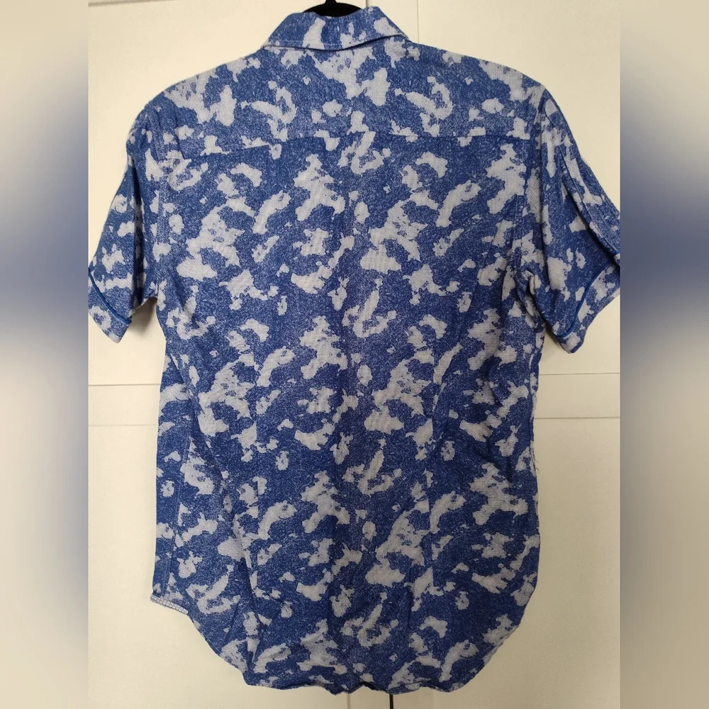 Robert Graham Men's Blue Wave Short Sleeve Woven Button Down Shirt Sz S